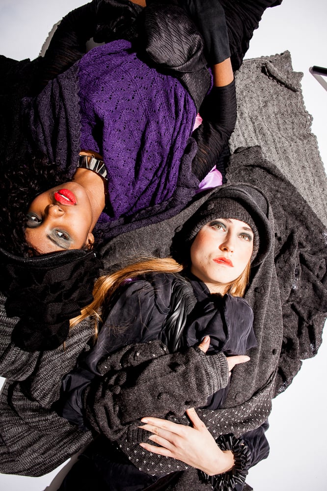 Image of Lace knitted Poncho                                 Grey