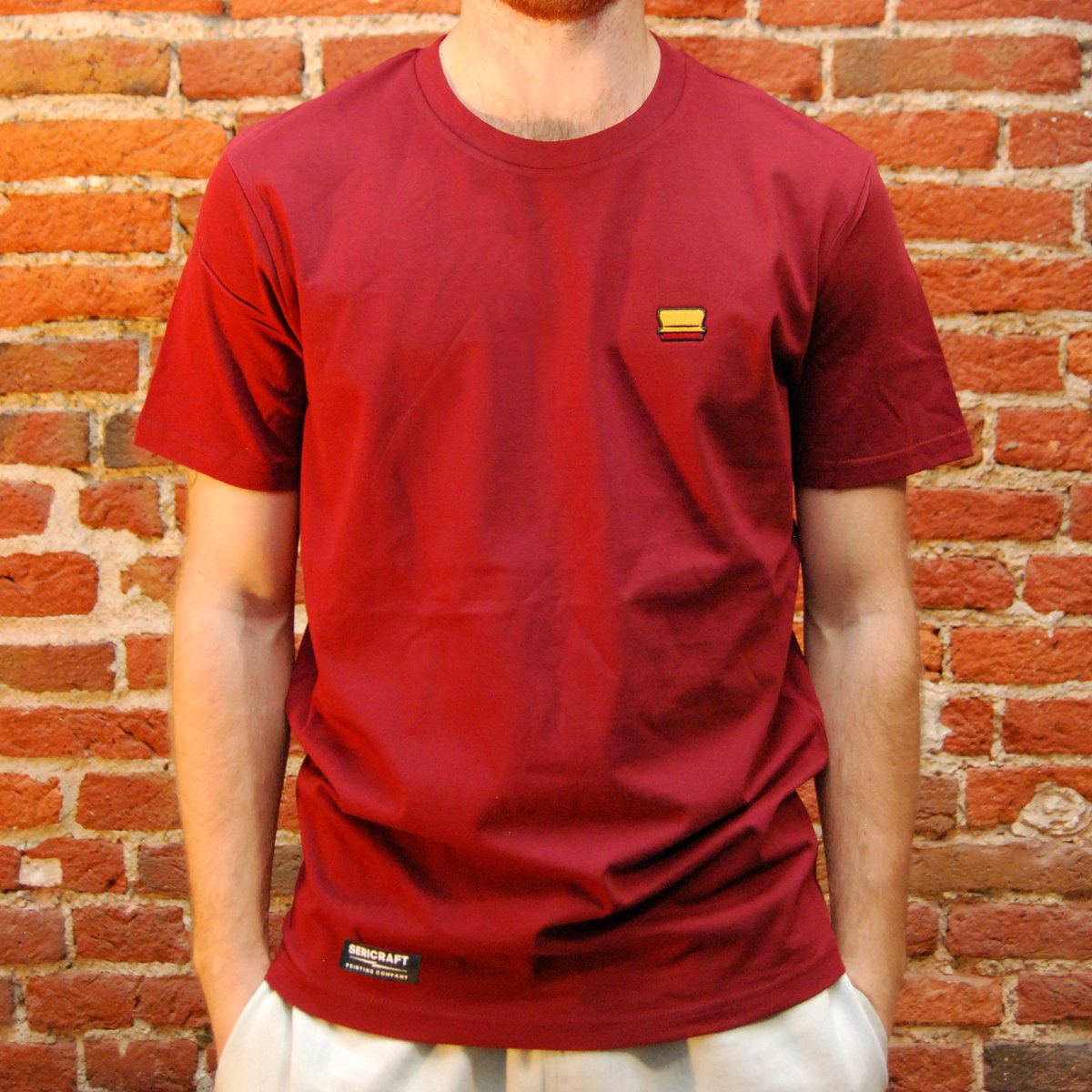 Image of SERICRAFT ICONIC TEE - BURGUNDY