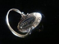 Image 3 of Edwardian 18ct yellow gold platinum calibre cut sapphire and diamond panel ring