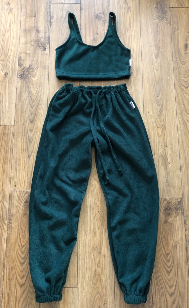 Bottle green fleece co-ord set with scrunchie