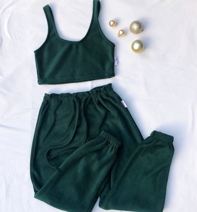 Bottle green drawstring joggers with pockets 