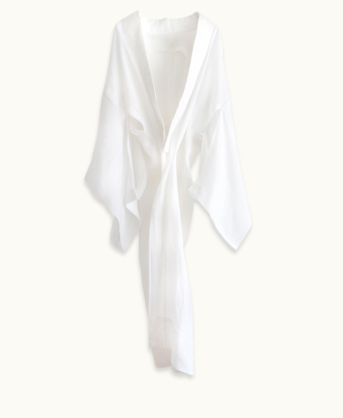 Hvid kimono af silke-hør fint hulmønster | Kimono in the