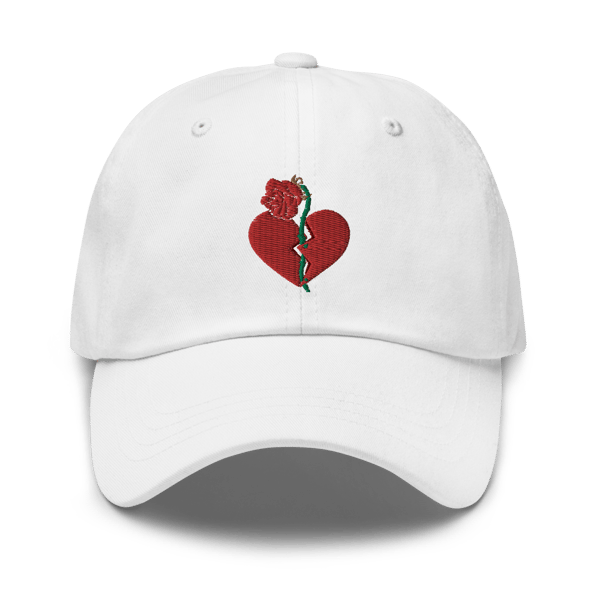 Image of Withered Roses & Broken Hearts Dad Hat (White)
