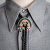 Vintage 1984 Rainbow-man Bolo Tie  by Zuni Silversmith Fadrian Bowannie.