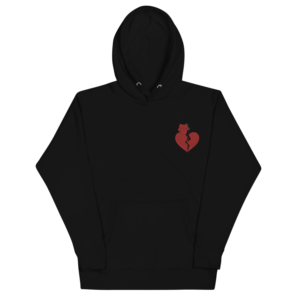 Withered Roses Broken Hearts hoodie Black Embroidered Withered Roses Broken Hearts