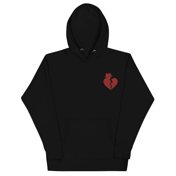 Image of Withered Roses Broken Hearts hoodie (Black) (Embroidered)