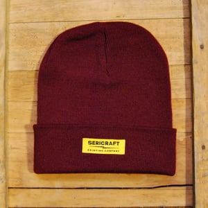 Image of SERICRAFT EMBLEM BEANIE - BURGUNDY