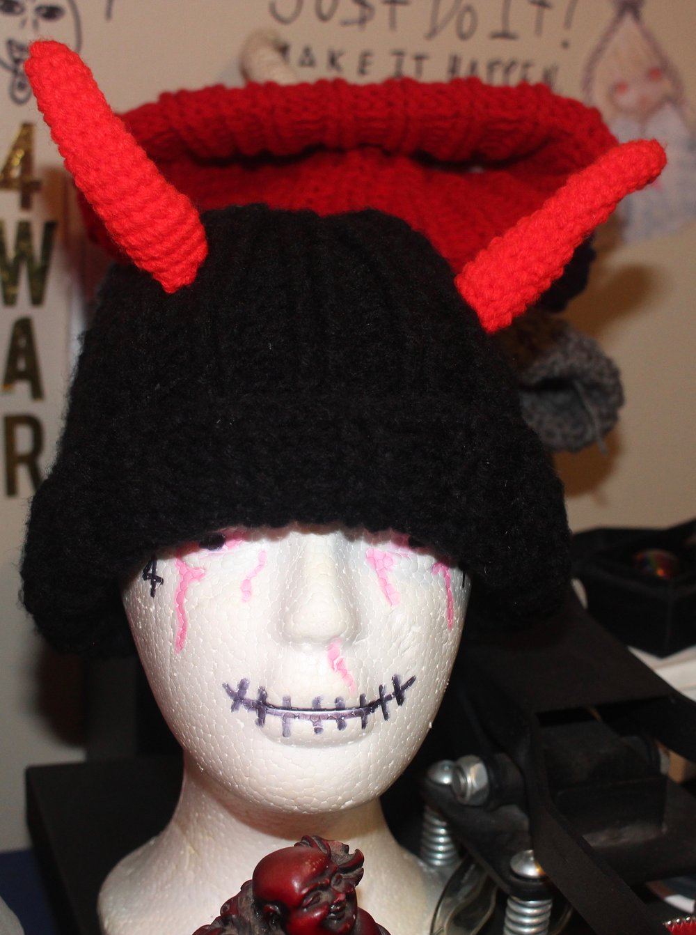 " Hell Boy " Skull Cap (Black x Red) 