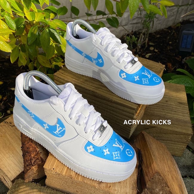 Nike AF1 - Hand Painted Baby Blue LV
