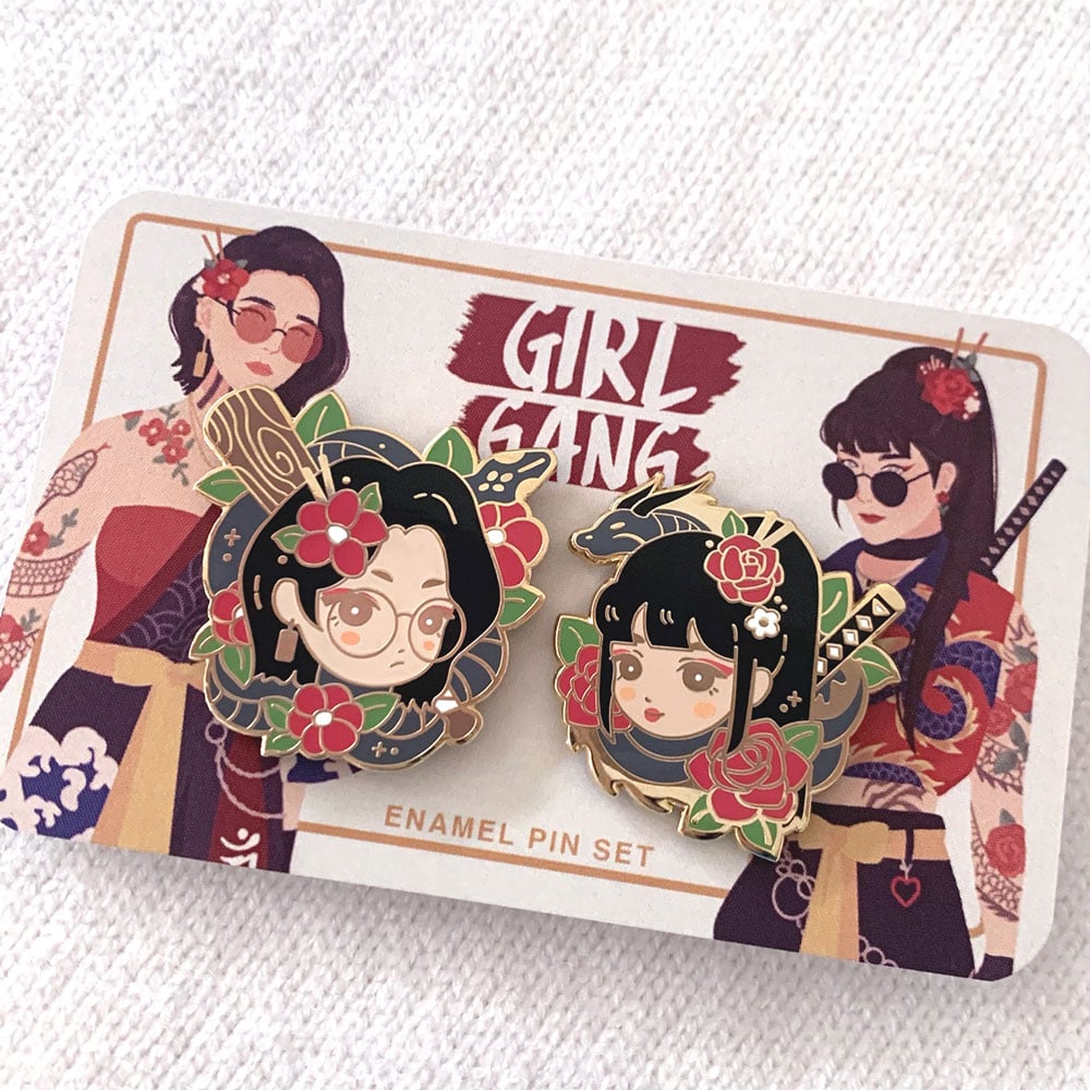 Girl Gang Enamel Pin SET