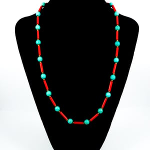 Image of Coral & Turquoise necklace. NL3