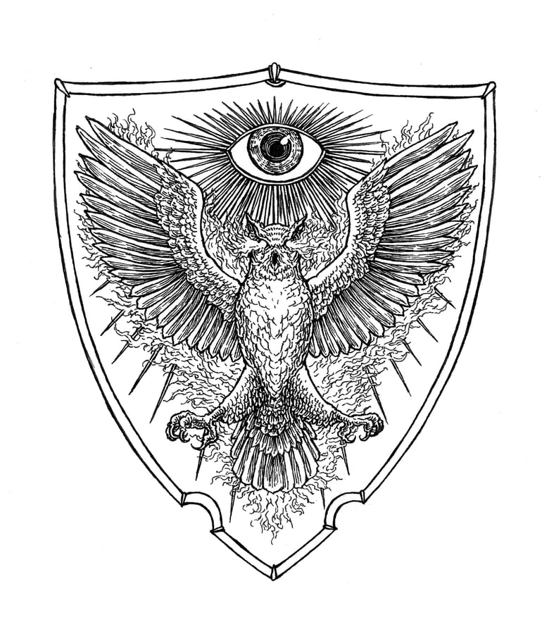 Image of WISDOM - coat of arms original artwork.