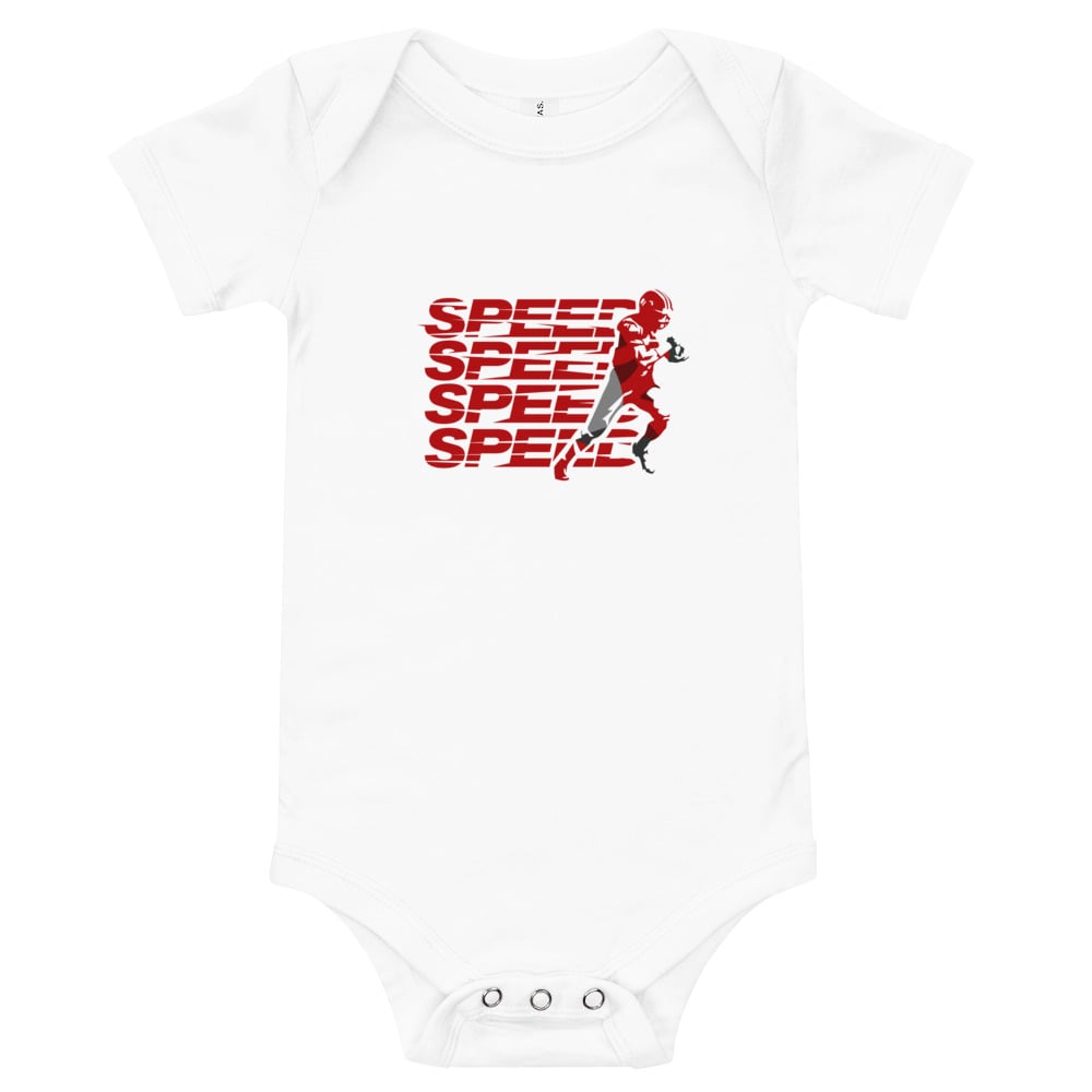 Image of Baby Unisex Short-Sleeve "SPEED" Bodysuit (White)
