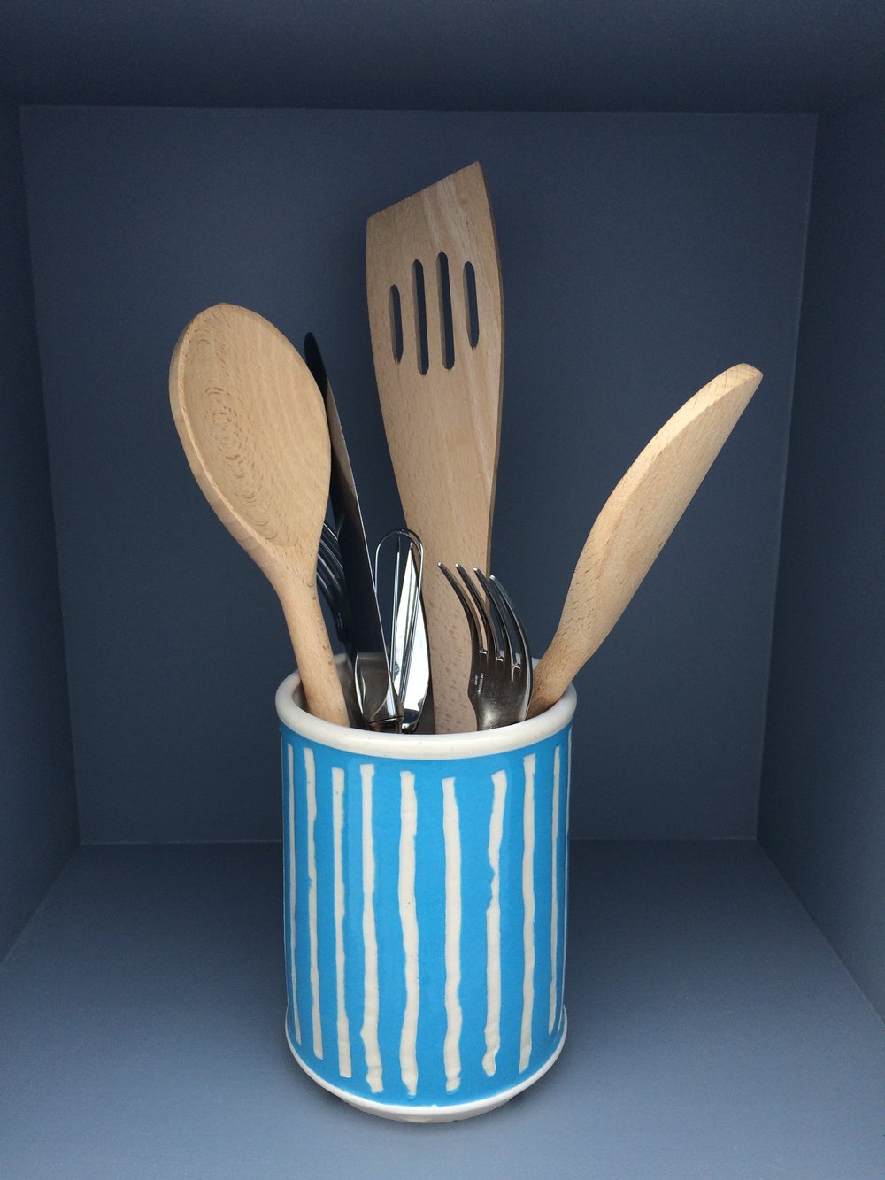 Image of Turquoise Ceramic Cutlery Holder