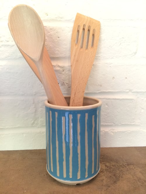 Image of Turquoise Ceramic Cutlery Holder