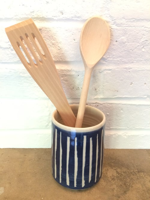 Image of Blue Ceramic Cutlery Holder
