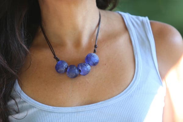 Image of Royal blue recycled  seaglass necklace 