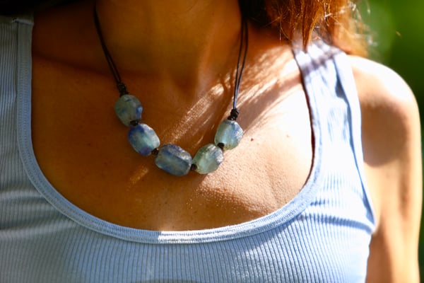 Image of Light blue and clear seaglass necklace  
