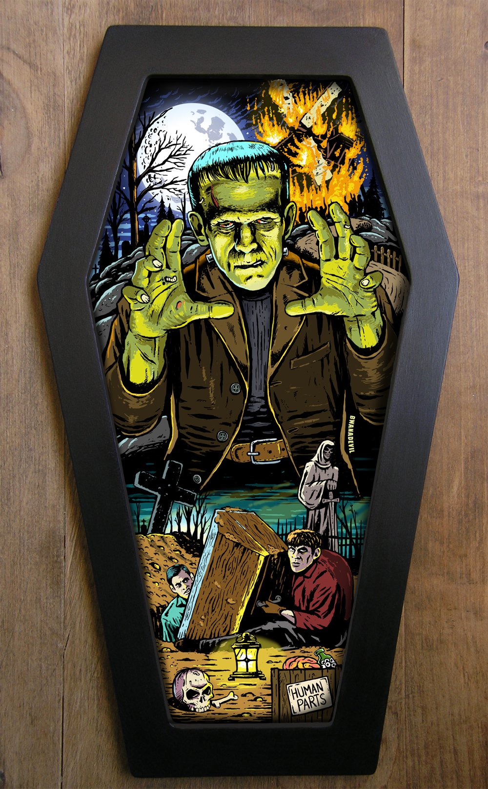 Image of Frankenstein (Monster) Coffin Framed Art Limited Edition