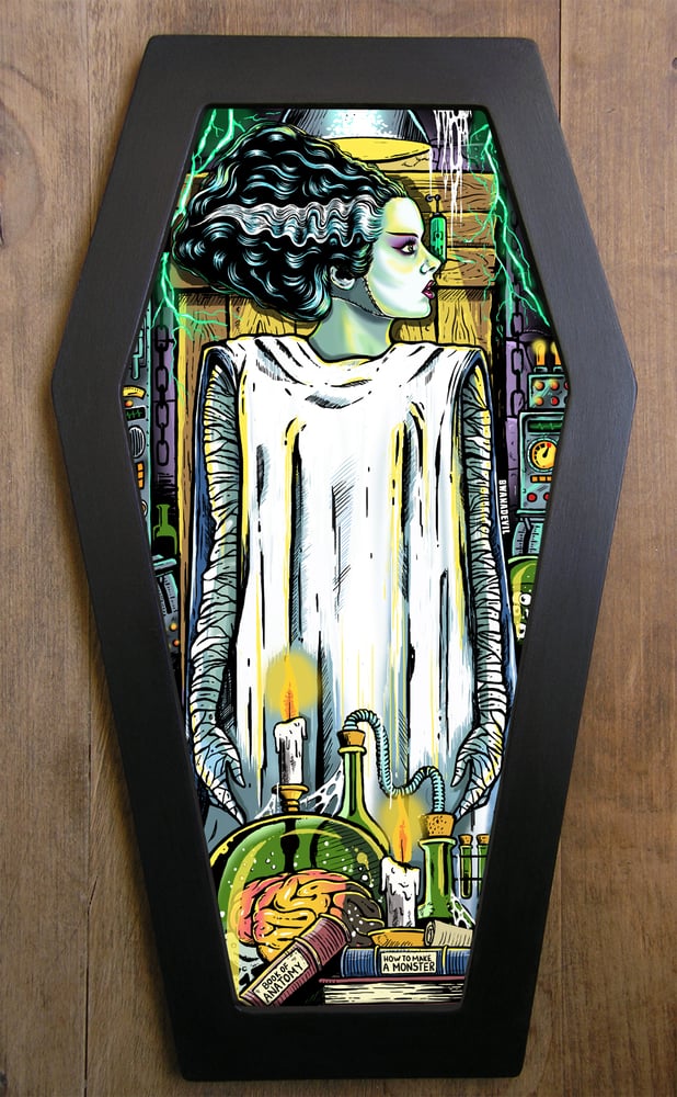 Image of Bride of Frankenstein Coffin Framed Art Limited Edition