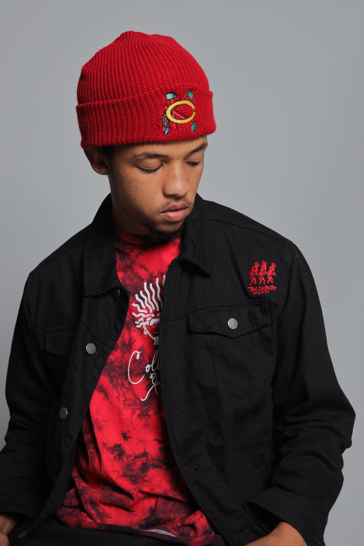 Image of Black denim Colbert Klan Jean Jacket 