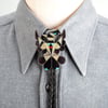 Zuni Inlay Thunderbird Bolo Tie by A. Dishta Zuni Silversmith Large with Turquoise, Shell, MOP 