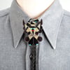 Zuni Inlay Thunderbird Bolo Tie by A. Dishta Zuni Silversmith Large with Turquoise, Shell, MOP