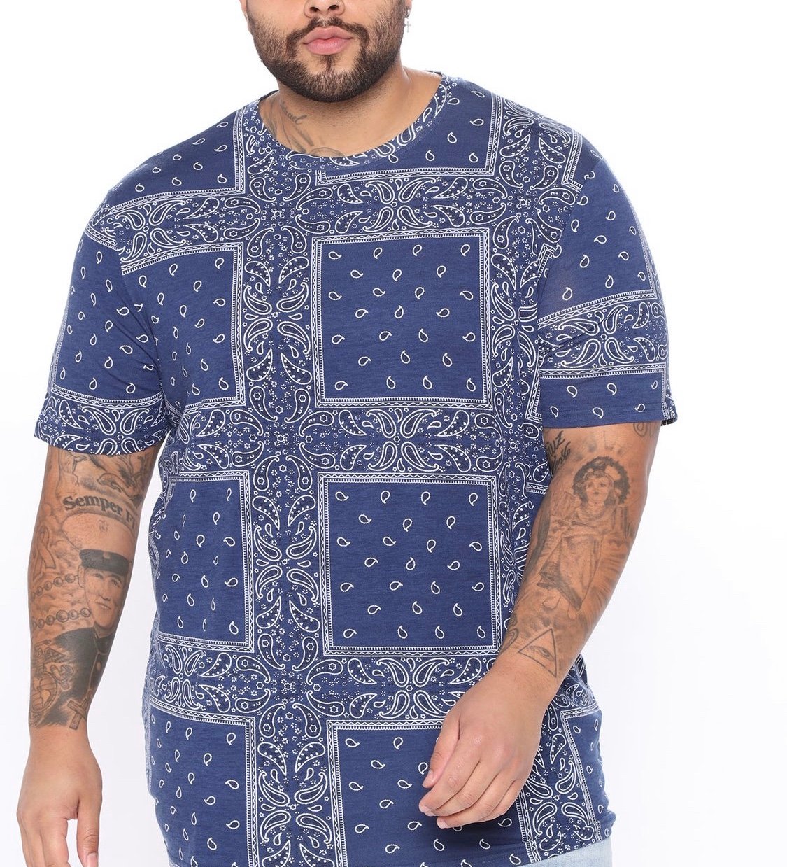 mens blue bandana shirt