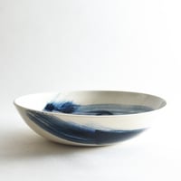 Image 1 of shallow indigo serving bowl