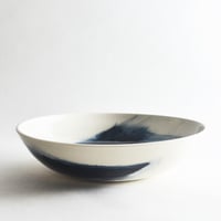 Image 2 of shallow indigo serving bowl