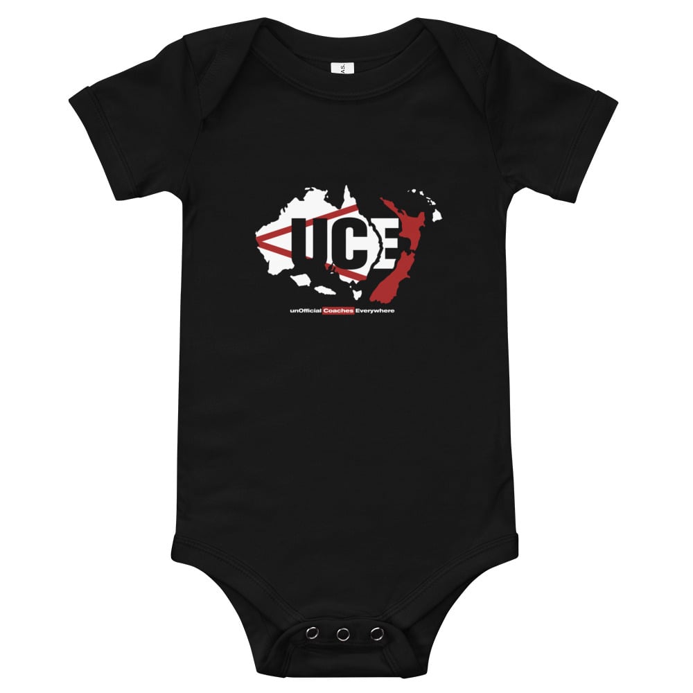 Image of Baby Unisex Short-Sleeve "UCE" Bodysuit (Black)