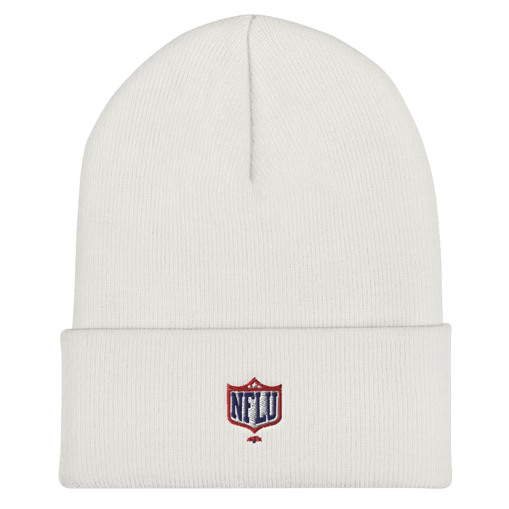 Image of Cuffed "NFLU" Beanie (White)