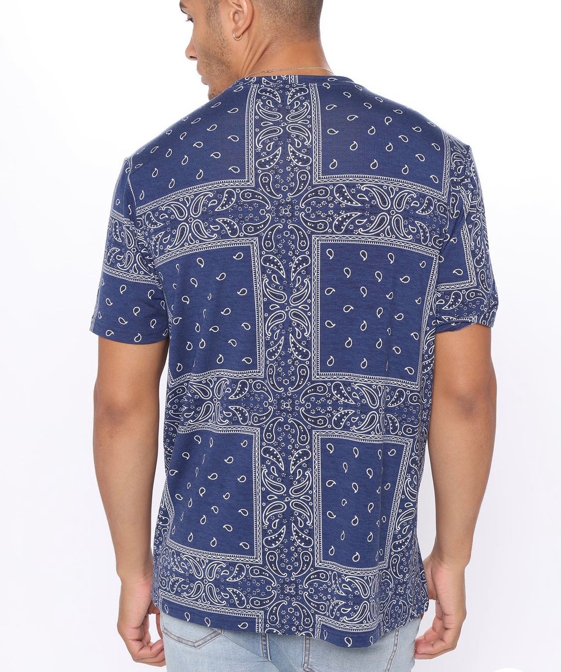 mens blue bandana shirt