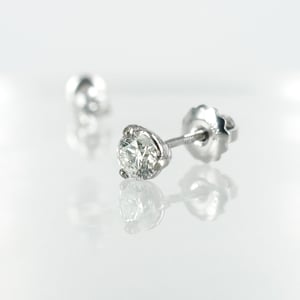Image of 14K white gold 2 = .60ct total weight, Diamond stud earrings. Pj5978