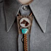 Zuni Horse Head Bolo Tie by Isabel Simplicio with large Turquoise Stone on Sterling Silver