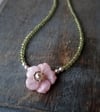 Pretty Pink Posie on Peridot Necklace