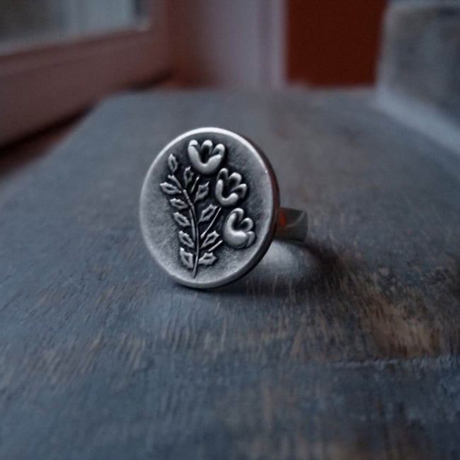 Silver Floral Spray Ring