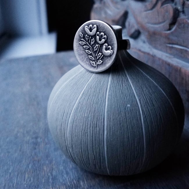 Silver Floral Spray Ring