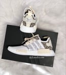 Image of Adidas NMD R1 Women's Running Casual Shoes Animal Cheetah Print customized with Swarovski Crystals.