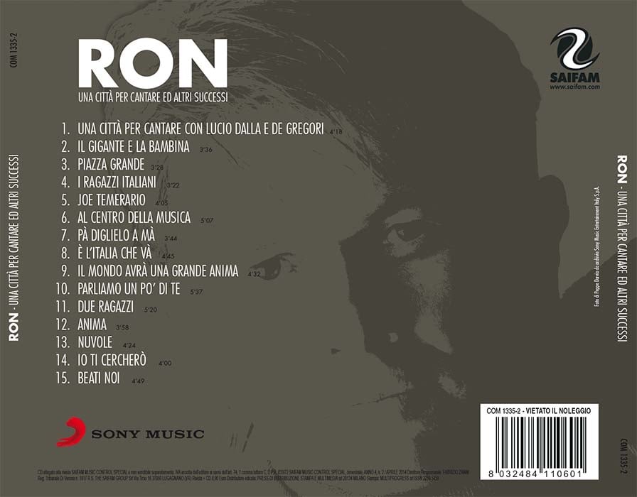 COM1335-2 // RON - UNA CITTA' PER CANTARE ED ALTRI SUCCESSI (CD COMPILATION)