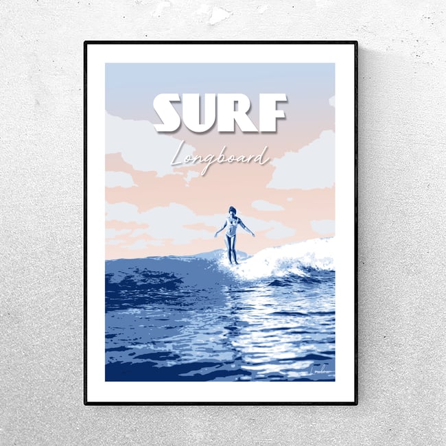 Affiche SURF Longboard - 2 versions