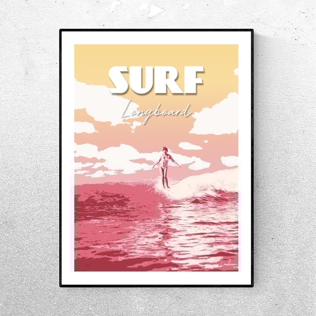 Affiche SURF Longboard - 2 versions