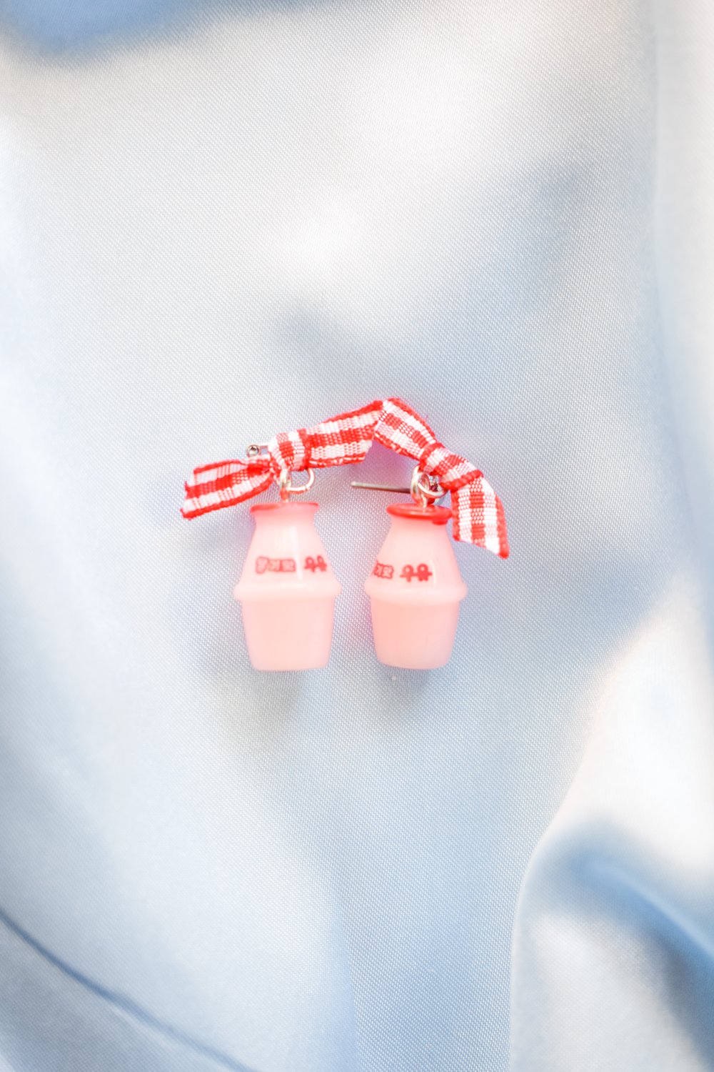 Image of Strawberry Milk Bow Earrings