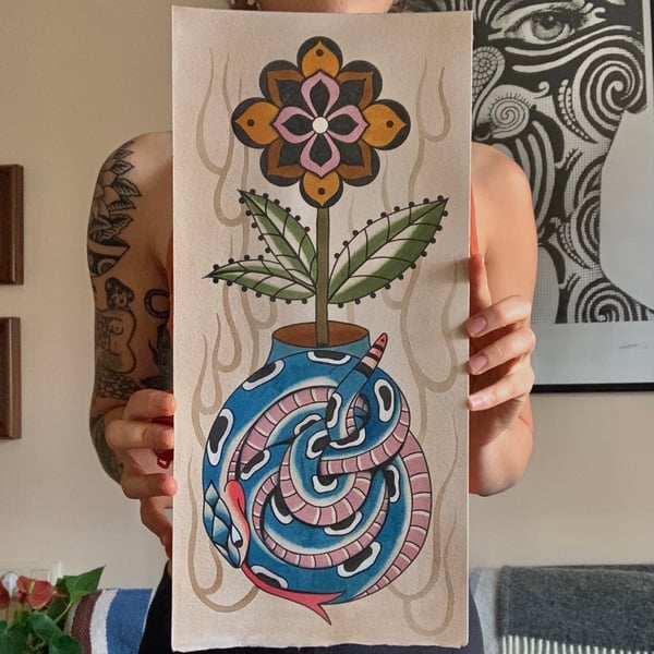 Image of Print " Snake Vase"