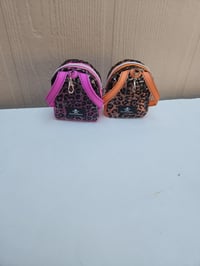 Image 3 of Leopard mini backpack keychain orange pink