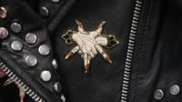 Image 1 of Pentagram Hands hard enamel limited edition pin (antique grey, black on gold)