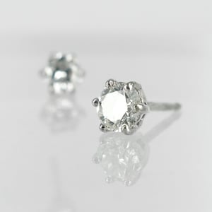 Image of 14K white gold 2 = .80ct Diamond stud earrings. Pj5751