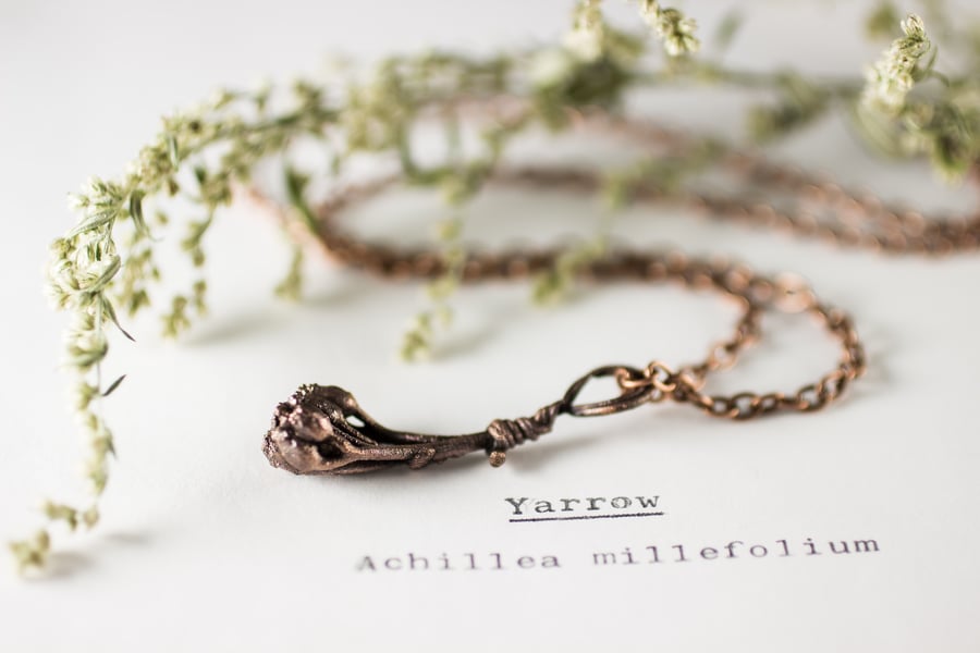 Image of Yarrow Sprig Copper Necklace #1