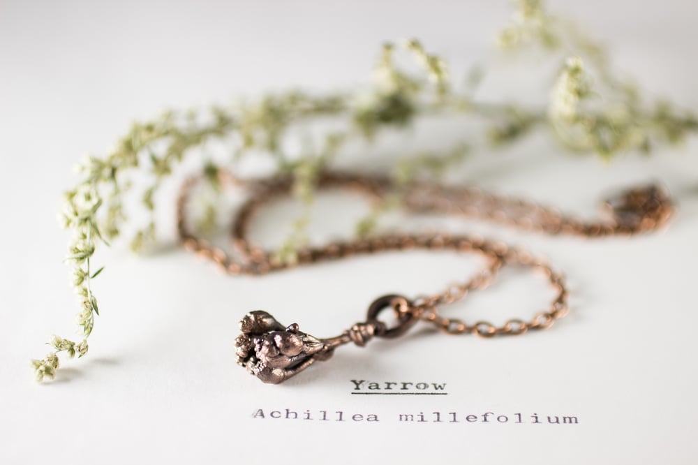 Image of Yarrow Sprig Copper Necklace #3