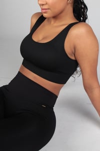 Image 1 of Black Ribbed Bra - WAS £15